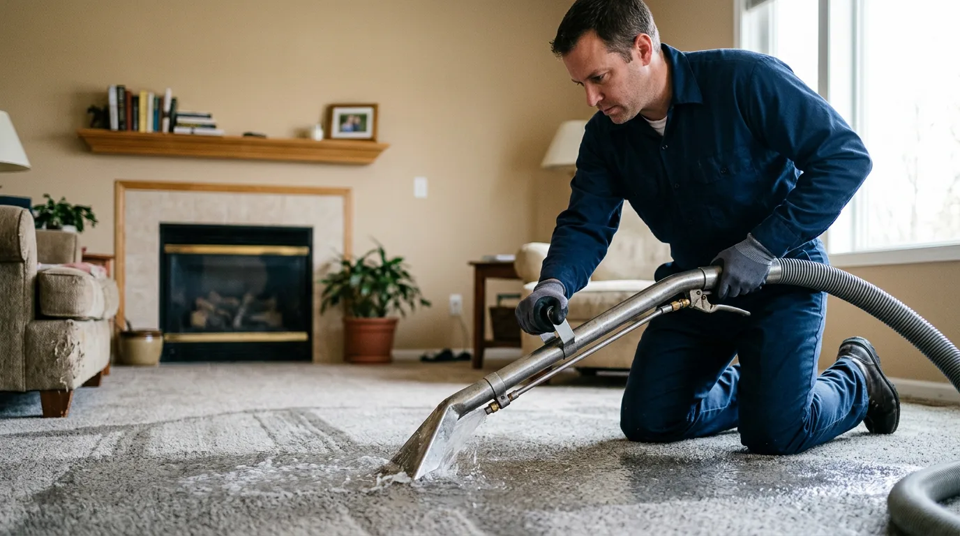 Water damage restoration technician working near Winfield, MO